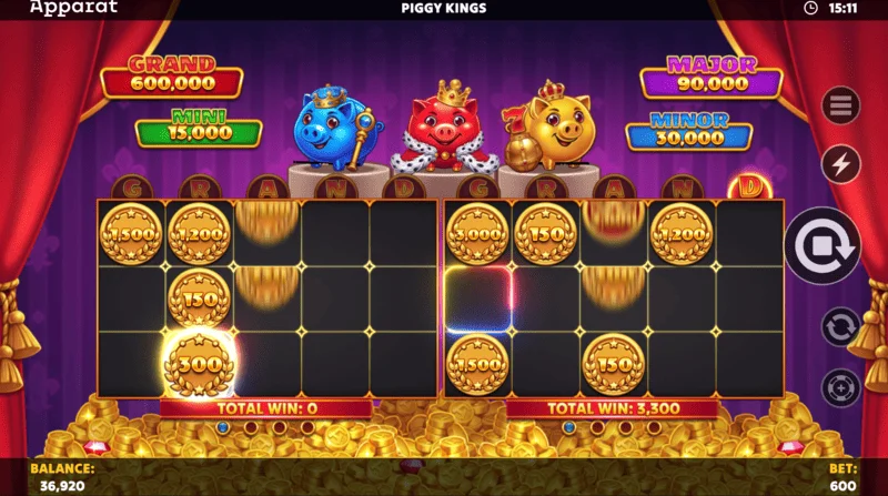 Piggy Kings - সেটিং মেনু এবং বাজির পরিসর